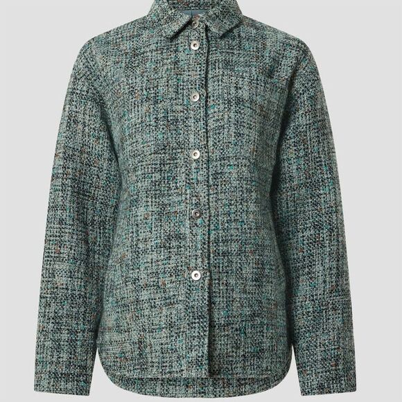 Derek Lam 10 Crosby Women's Button-Up Shacket Size 46 (10) Blue Tweed Jacket - Picture 1 of 13